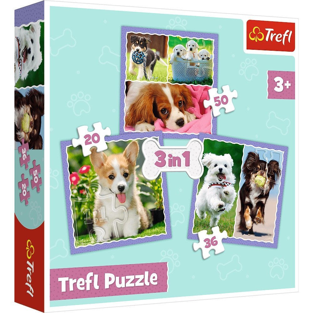 PUZZLE 3IN1 SÜßE HUNDE PUD TREFL 34854 TR